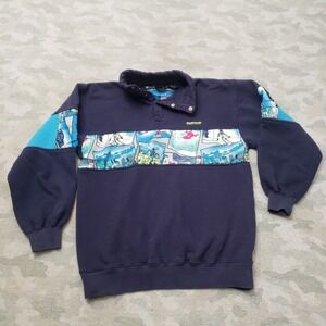 Vintage‎ Sun Ice Sweatshirt Mens XS Blue Quarter Snap Ski Snowboard